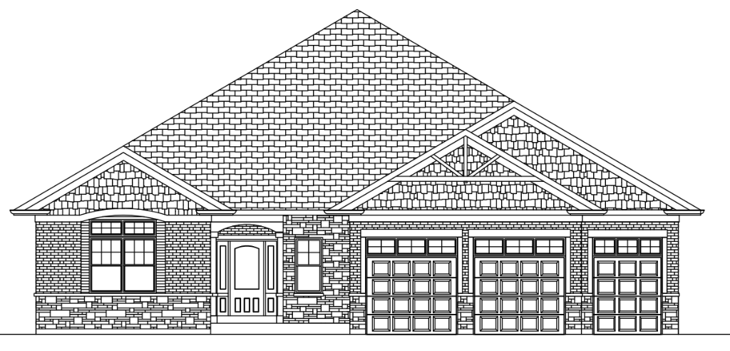 Lot 10 Front Elevation Architectural Blackline CAD 2222 sf